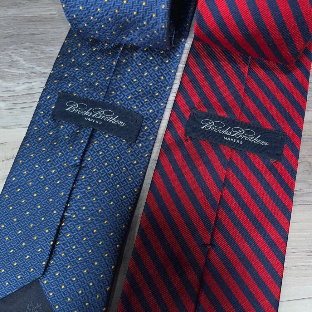 Brooks Brothers Navy Dot and Red Navy Stripe Tie Duo